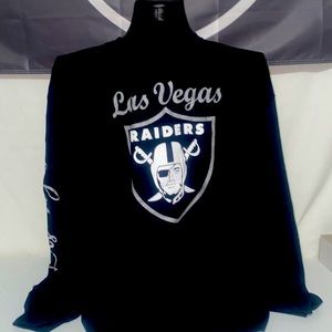 Las Vegas Raiders Cursive Sleeve Large Iconic Logo Long Sleeve T-Shirt